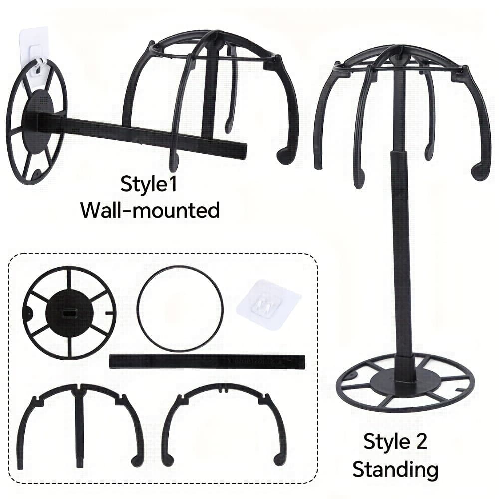 TEMU Top Wig Hanger For Multiple Wigs Multifunctional Adjustable Wig Stands Plastic Hat Display Wig Head Holders 1pc/lot