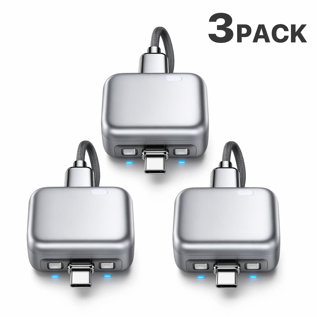 TEMU 3pcs Set: Smart Automatic Charging Adapter Usb C, -off Protection, Automatic Fast Charging Cable, Automatic Charging Adapter, Overcharge Protector For Mobile Phones And Tablets