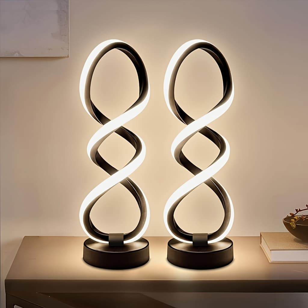 TEMU 2pcs Unique Spiral Led Desk Lamp -polished Metal, Adjustable Lighting, Usb Powered With Button Control-perfect For Home Office Decor, Thanksgiving, Festival Decorations. In 1pc. 15 Levels