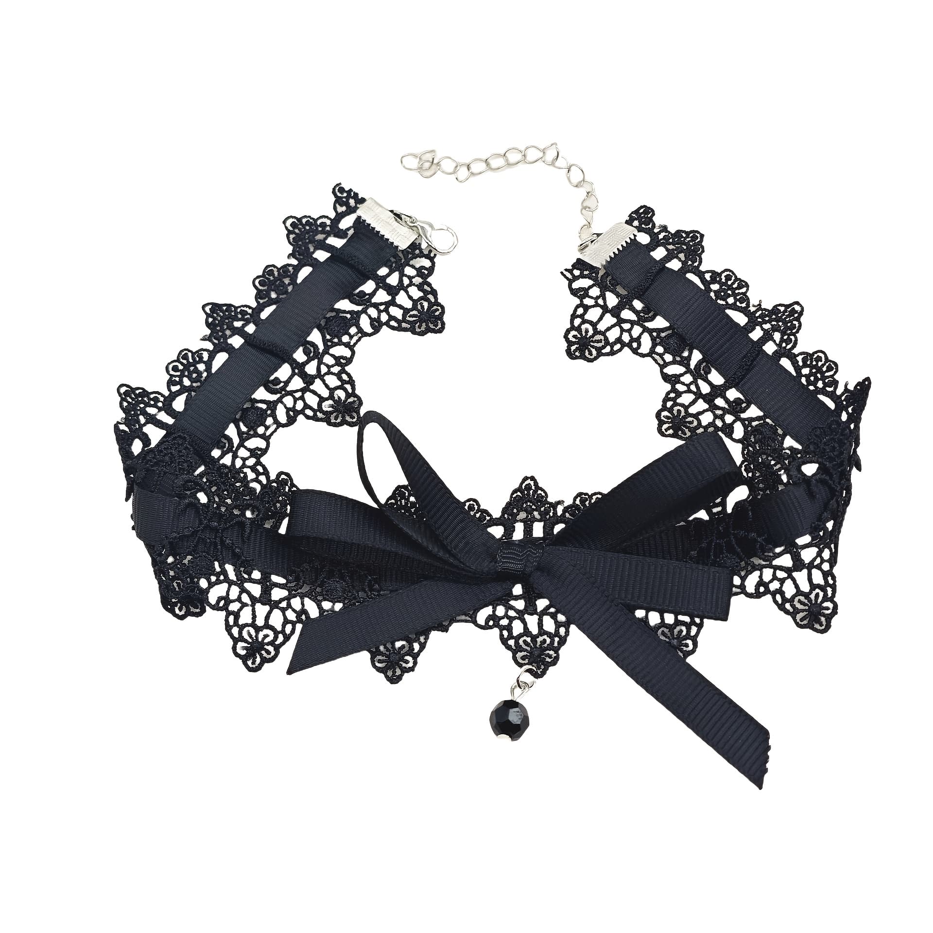TEMU 1pc Elegant Black Lace Bow Necklace Gothic Collar Necklace Vintage Bow Short Chain Necklace Fashion Jewelry Accessory