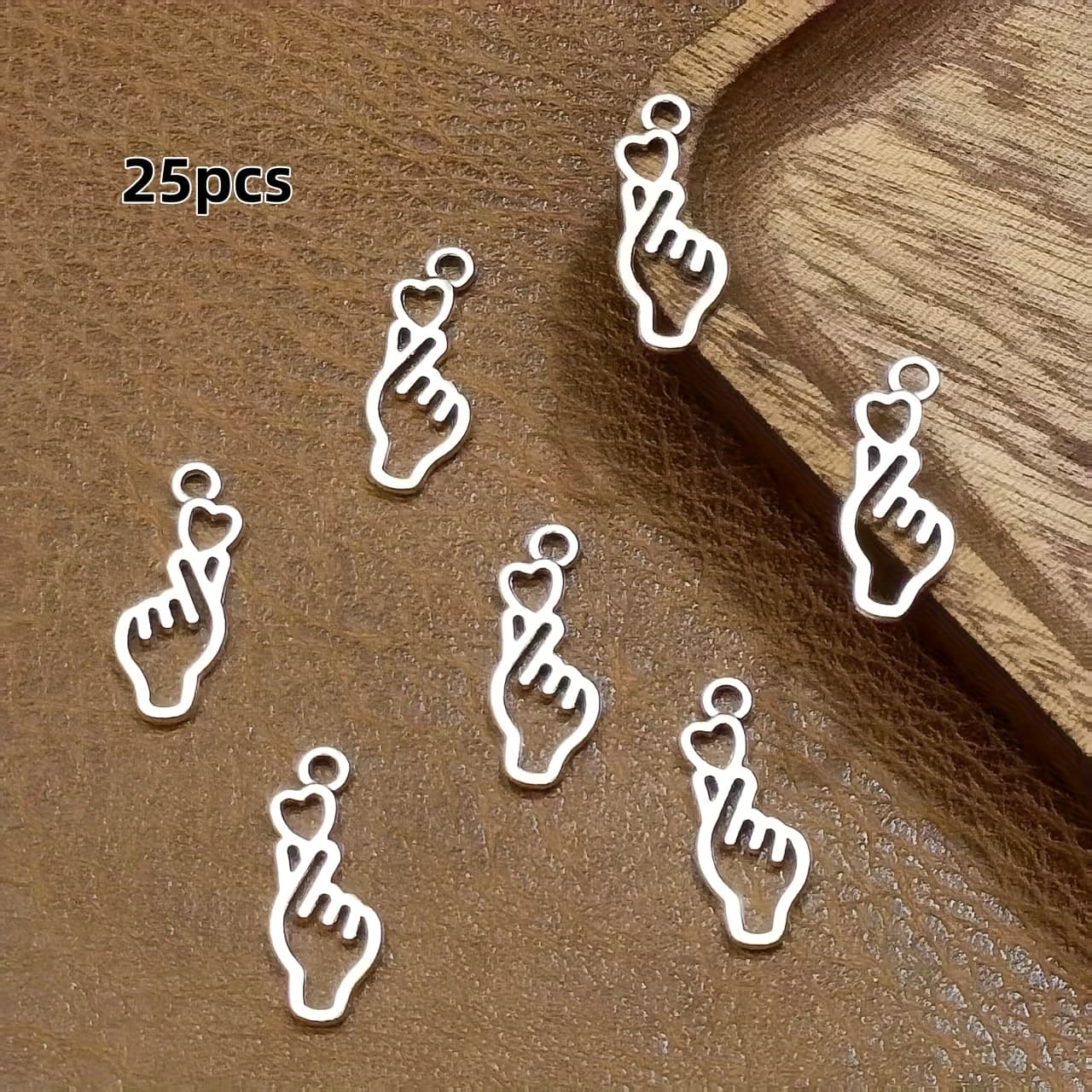 TEMU 25pcs Hollow-out "love You " Heart Gesture Pendant, Antique Silvery Bohemian Style Women's Fashion Pendant, Diy Handmade Earrings, Bracelets, Necklace Accessories, Handmade Jewelry Supplies