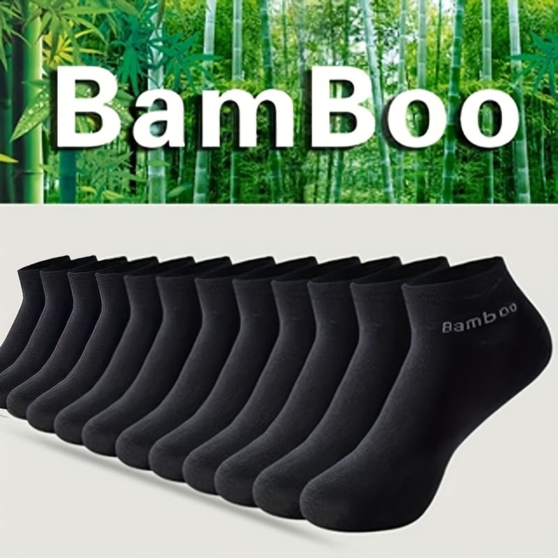 TEMU 6 Pairs Of High-quality Bamboo Fiber Men's Socks, Anti-odor Business Casual Dress Socks For , Black And White
