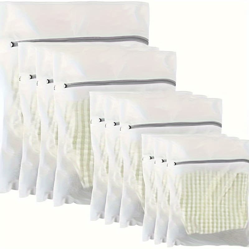 TEMU [10pcs Laundry Bags With Zipper] 10-pack Fabric Laundry Bags With Zipper, Multipurpose Rectangular Wash Bags For , Travel, And Storage - Clothes Mesh Protectors For Halloween, Christmas