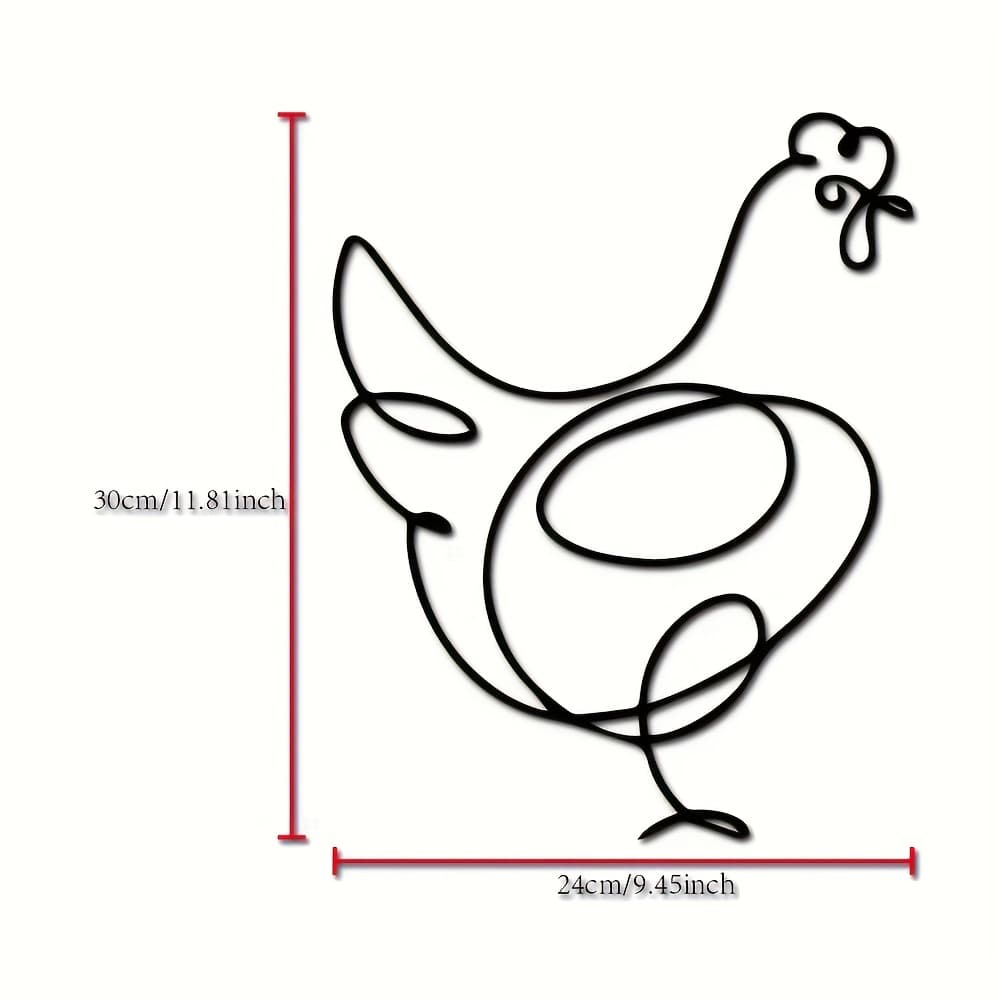 TEMU Rustic Farmhouse Metal Chicken Wall Art, 1pc Minimalist Line Art Animal Sculpture, Thanksgiving Geometric Wall Decor, Outdoor Garden Porch Hanging, Living Room Wall Mount Original Artwork