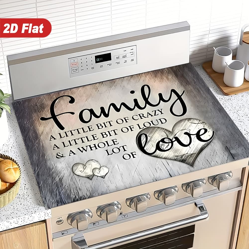 TEMU 1pc 2d Flat Large Stove Cover Protector Mat, "" Inspirational Stove Cover, Rustic Kitchen Accent, Easy To , Heat-resistant. Kitchen Decoration 52cm*72cm/20.47in*28.35in, 2d Flat