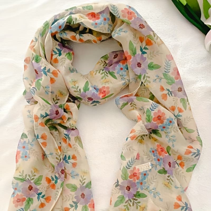 TEMU 1pc Light Yellow Red Polyester Bali Yarn Scarf Women's Temperament Gauze Scarf Breathable Sunshade Shirt Scarf Shawl Scarf