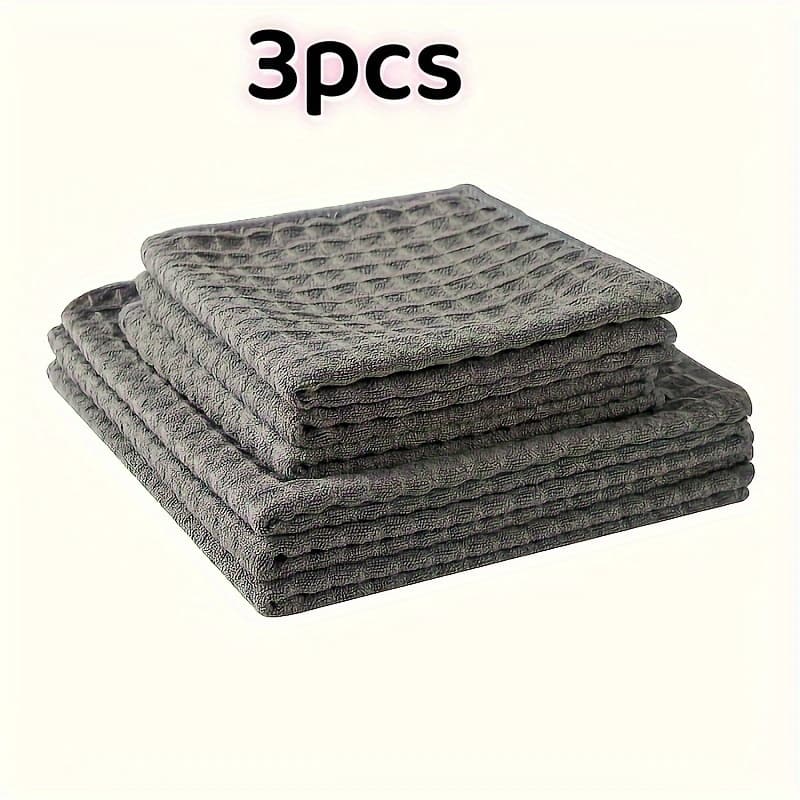 TEMU 3pcs Barista Towels For Coffee Machines And Tea Shops - Strong Absorbency, Durable Non-woven Polyester Cleaning Cloths For Wiping Milk And - Small Square Grey Dish Towels