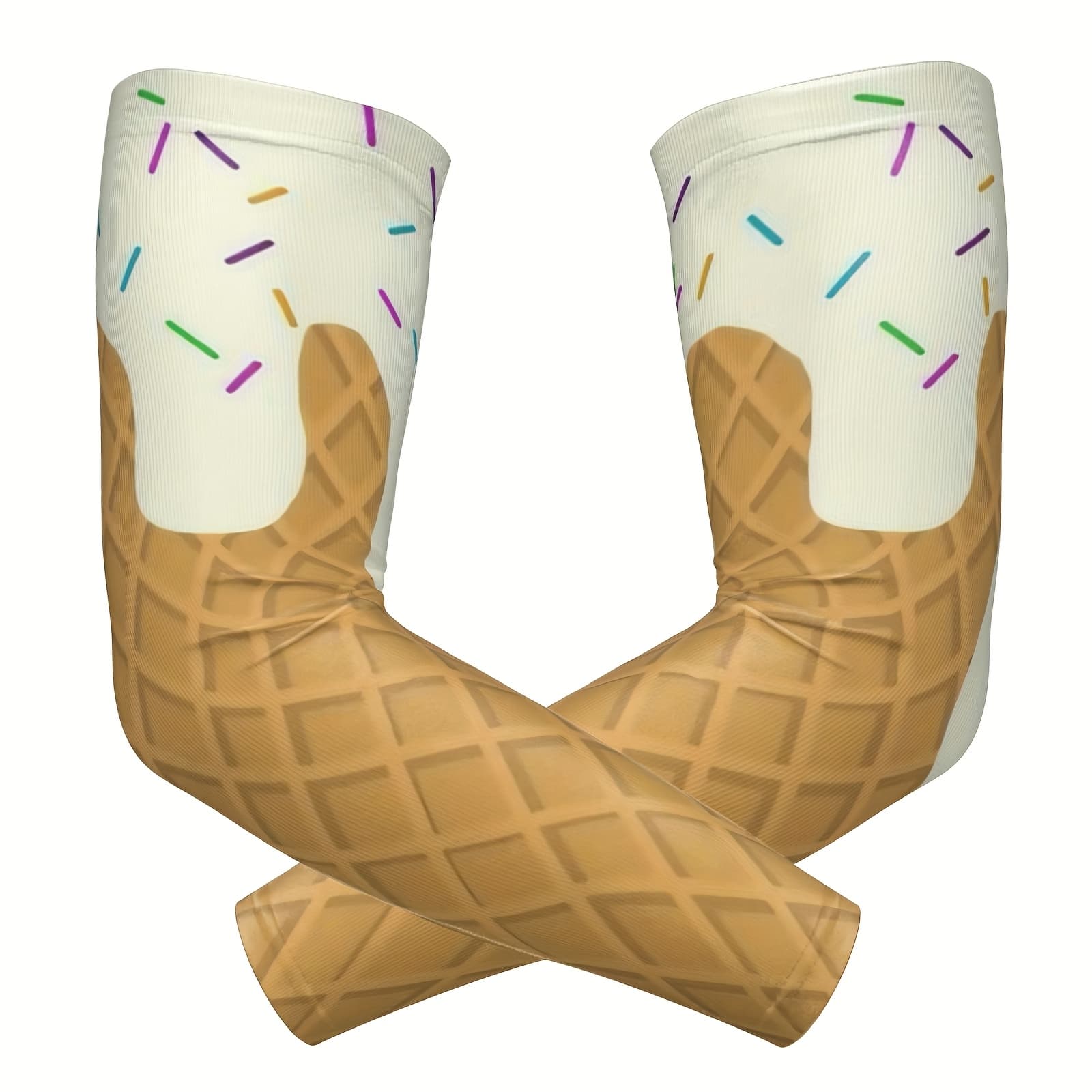 TEMU A Pair Of Creative 3d Trendy Armbands Printed With Realistic Ice Cream Cones And Embellished With Colorful Sprinkles