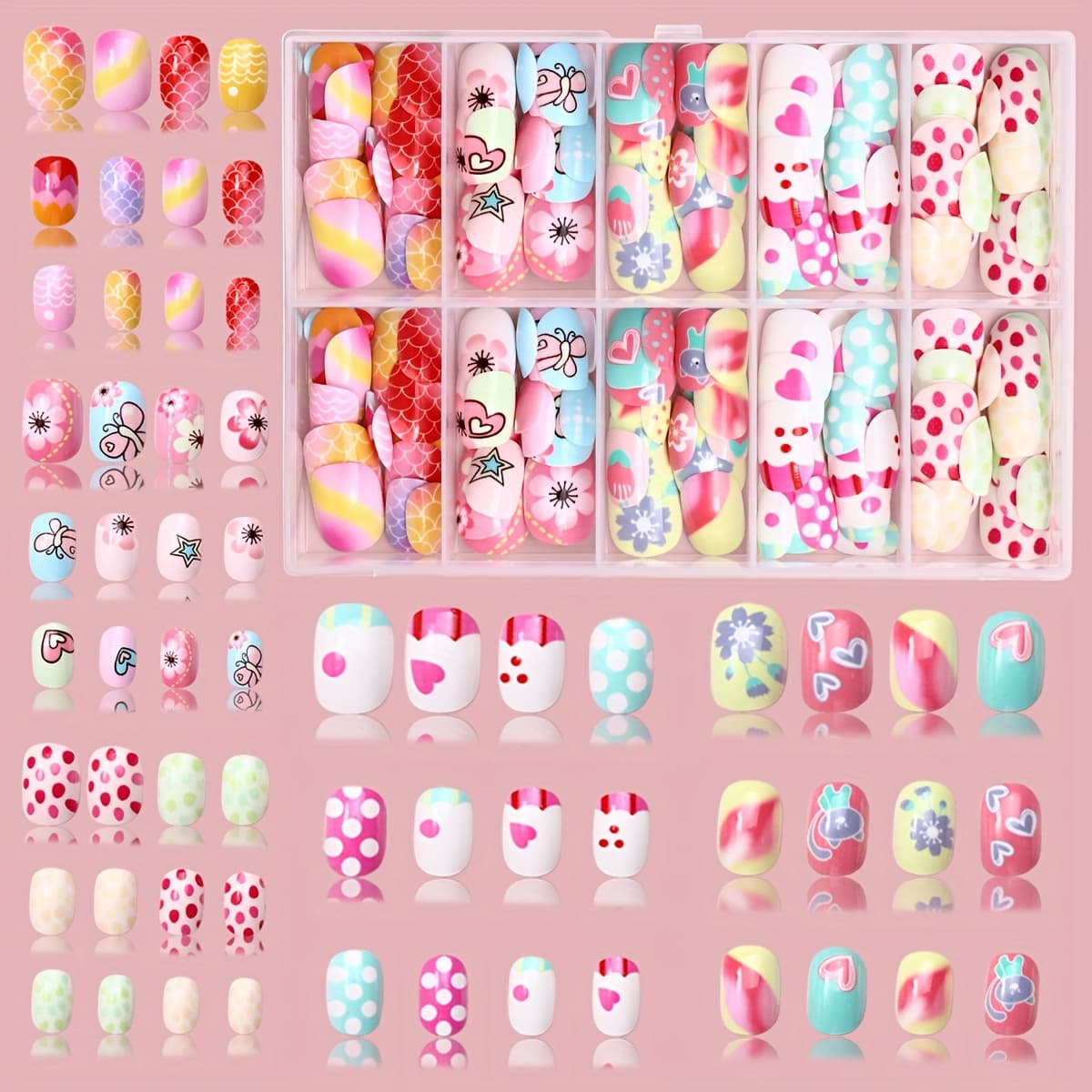 TEMU A Gift Box Featuring 120 Colorful Cartoon Square Patches, Showcasing Adorable Cartoon Designs And Vibrant Stripes, Along With And A Nail File - An Ideal Present For Women In Casual Attire