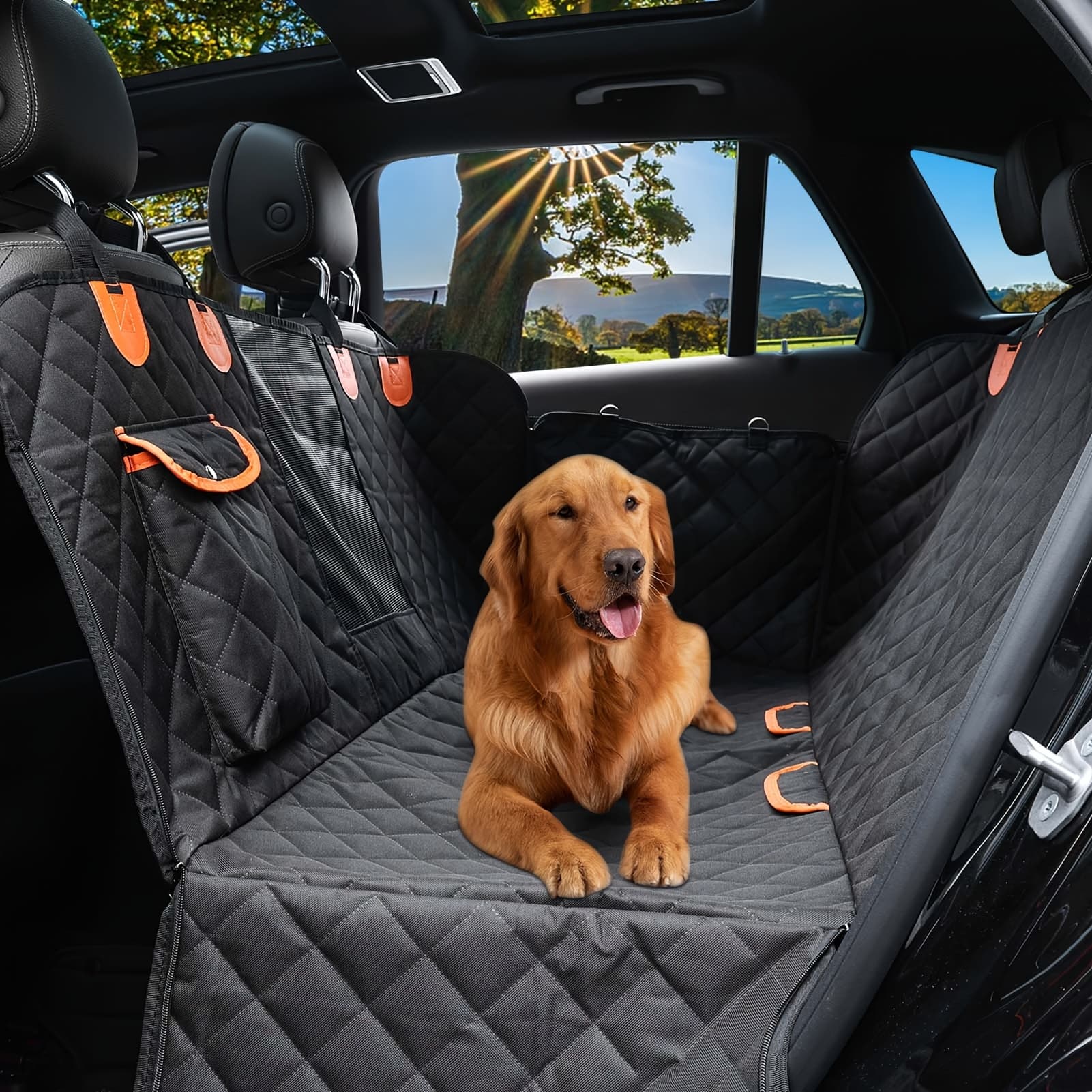 TEMU Dog Car Seat Cover With Mesh Window, 600d Oxford Waterproof Scratchproof Cars Pet Backseat Covers, Nonslip Durable Dog Hammock For Car Truck Suv(54" W X 58" L)