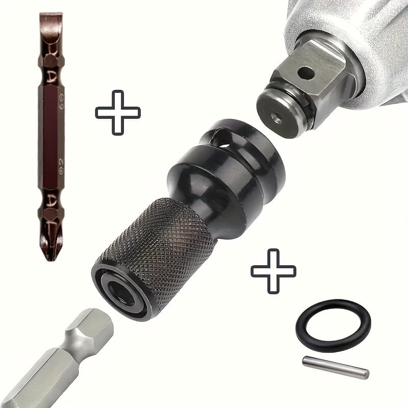 TEMU Heavy Duty 1/2" To 1/4" Hex Shank Adapter For Impact Wrench, Socket Extender For Drill & Screwdriver, Professional Power Tool Converter With Durable Brown Housing