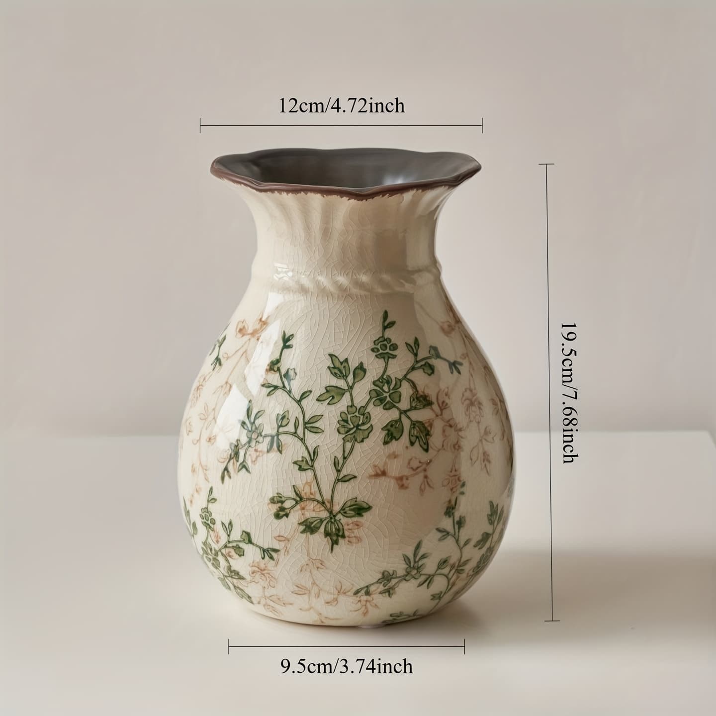TEMU Vintage Vase, Vase, Rustic Ceramic Large Vase, Suitable For Home Decoration, Living Room, Bookshelf, Office, Suitable For Grand, Style, Chinoiserie Decoration, Style Decoration