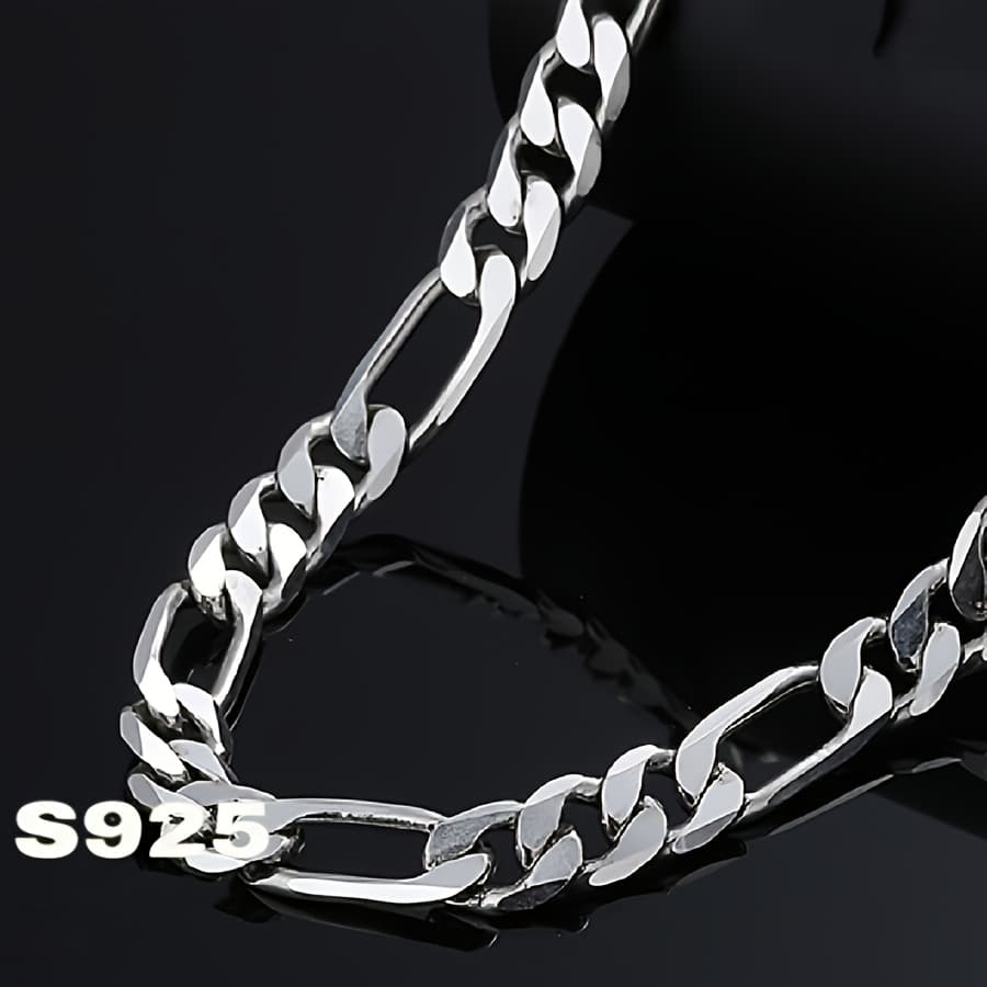 TEMU Italian 925 Sterling Silvery Thick Necklace, Retro , Men's Necklace, Women's Necklace, Men's Jewelry, Women's Jewelry, Fashionable Jewelry Gift, With Gift Box, Buy 2 Get 1 Free, Women's Necklace