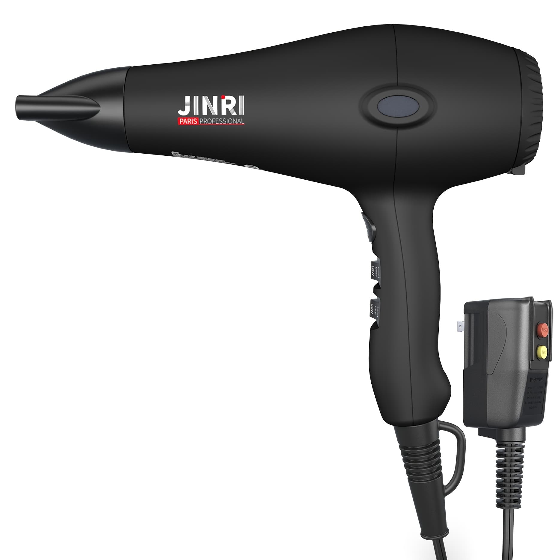 TEMU Jinri Professional Salon Hair Dryer With Diffuser & Concentrator Attachments, Ideal For Curly Hair - Black, 1875w, Non-folding Handle, 1. 5m- Adjustable Cord, Us Plug