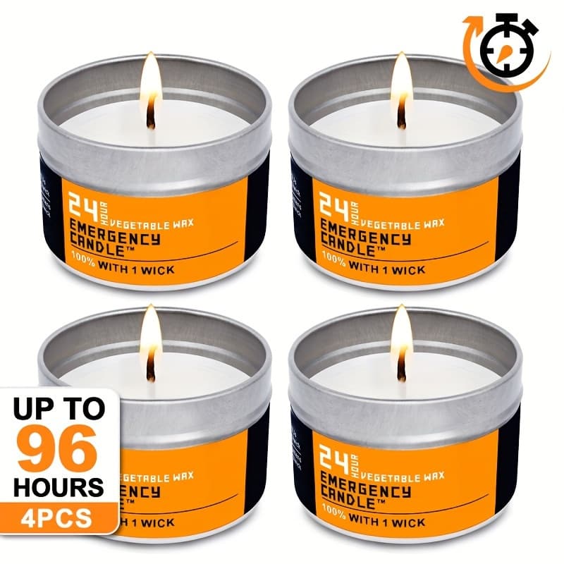 TEMU Set Of 4 Round Unscented Candles Made From Soy And Palm Wax, Each Jar Weighing 80g, Providing A Total Of . Come In A Golden Container With A Bow, Perfect For Outdoor , Hiking, Camping
