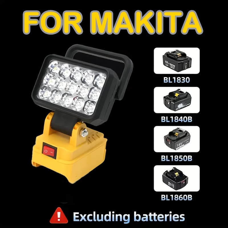 TEMU 15-pearl Led Work Light (battery Not Included) - Adjustable Hanging Bracket Portable Handheld Spotlight With Green-, High-brightness White Leds For Visibility (battery Not Included)