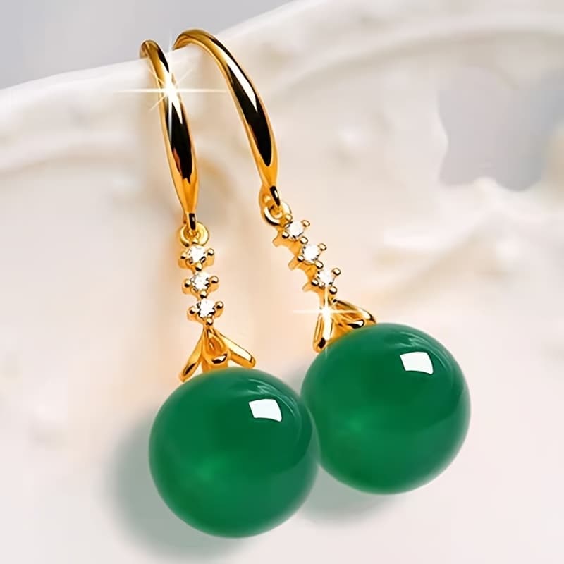 TEMU Women's Multicolor Agate Chinese Style Earrings Earrings Ball Pendant Design Simple Luxury, Casual Costume Jewelry For Party, Daily, Wedding - Perfect Gift
