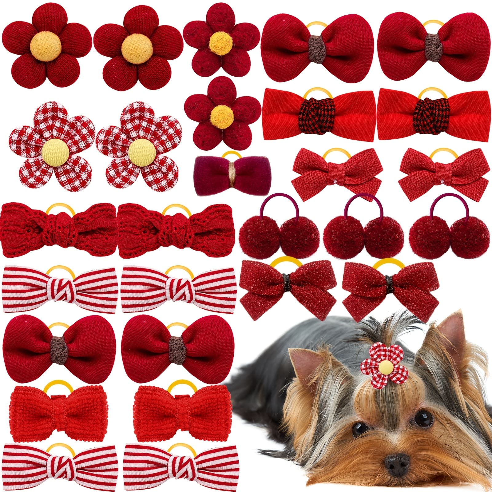TEMU 10 Adorable Dog Hair Bows In Of Flowers, For Rubber\ Bands For Pets, And Premium Grooming Additions For Dogs