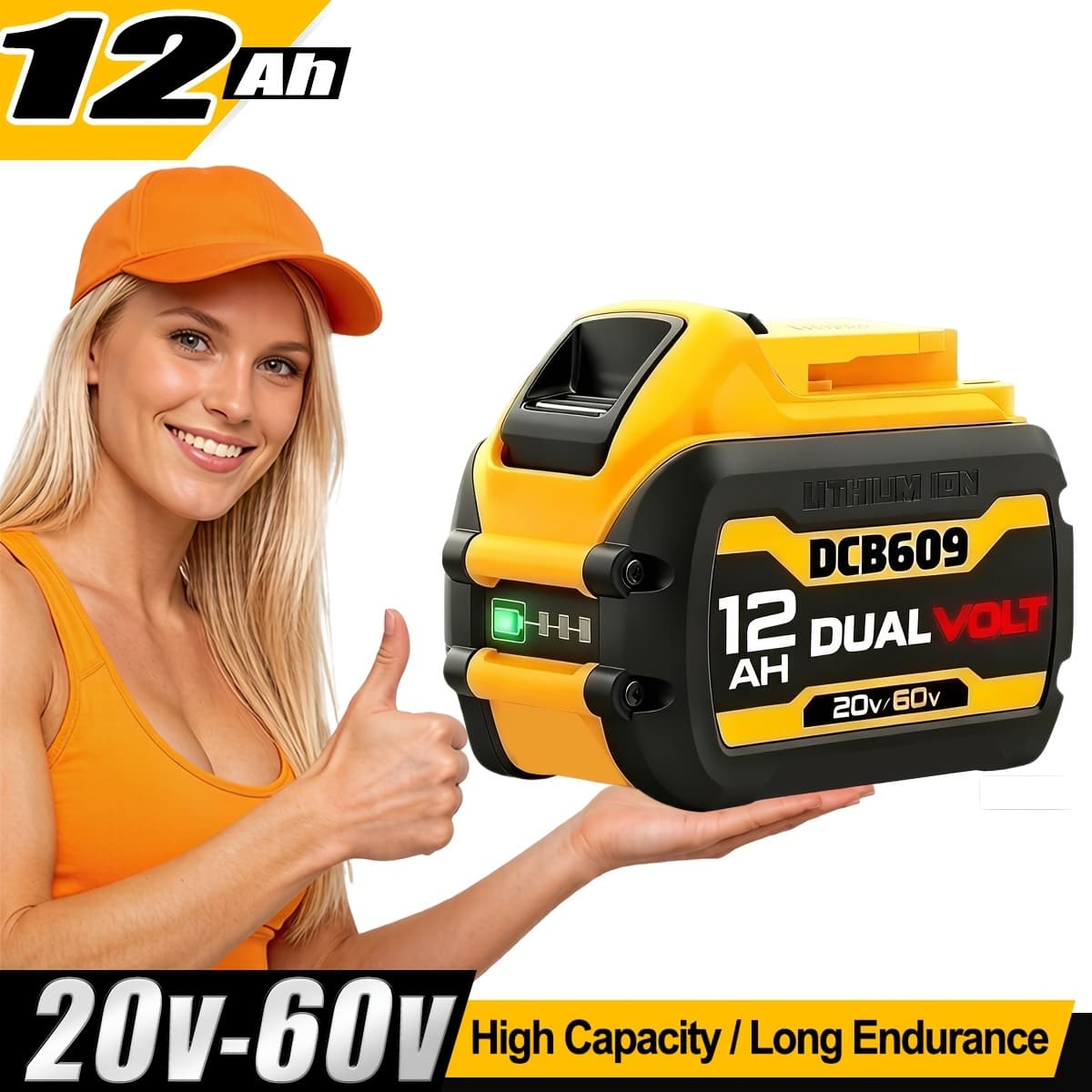 TEMU 1/2 Pack 12.0ah 20v/60v Replacement For 60v Battery Dcb610 Dcb609 Dcb606 Dcb612 Compatible With 20v/60v Max Cordless Power Tools Lithium-ion Battery