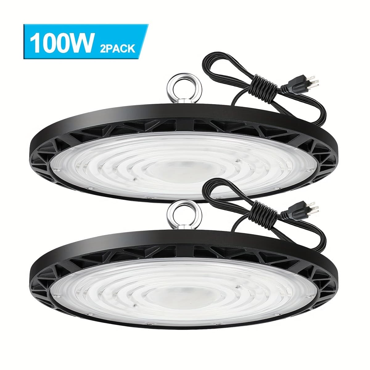 TEMU 2pcs 100w Ufo Led High , Cold White 6000k, 100 Watts Commercial Industrial Warehouse Workshop Factory Lighting Fixtures Us Plug, 90-277v