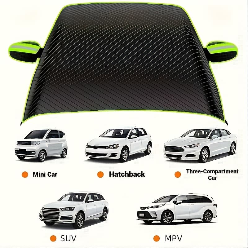 TEMU Vehicles - Durable Oxford Fabric Windshield Cover With Uv Protection & , & Durable For Winter Driving, Snowy , Flexible Design, Highquality Material