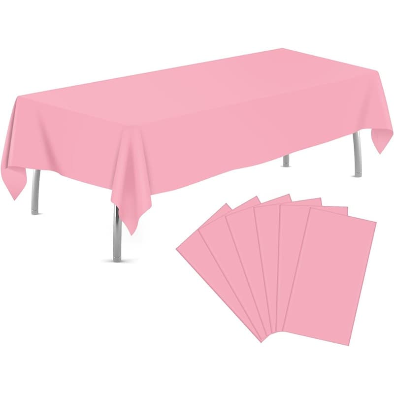 TEMU Set Of 6 Pink Plastic Table Covers Measuring 54 By 72 Inches, Ideal For Parties, Banquets, Weddings, Birthdays, Anniversaries, And Themed Decorations