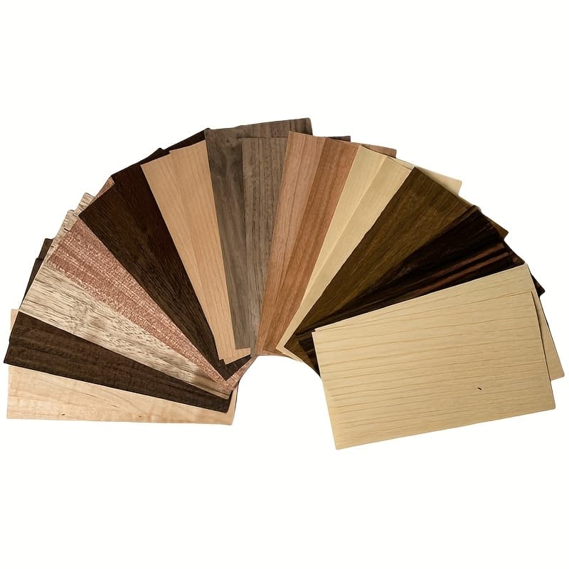 TEMU 24pcs Mixed Veneer Sheets, 10cm X 20cm X 0.4mm - Natural Wood Grain Patterns For Crafts, Furniture Making, And Home Decor, Crafting Supplies | Natural Wood End | Smooth Texture, Wood Veneer