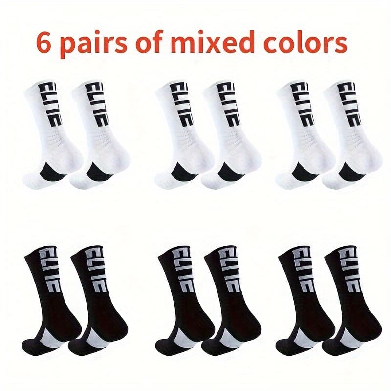 TEMU 6 Pairs 3 Pairs Packed Men's And Women' Style Outdoor Cycling Mountaineering Sports Casual Socks Towel Bottom Thickened Anti-slip Sweat-absorbent Socks, Sweat-resistant