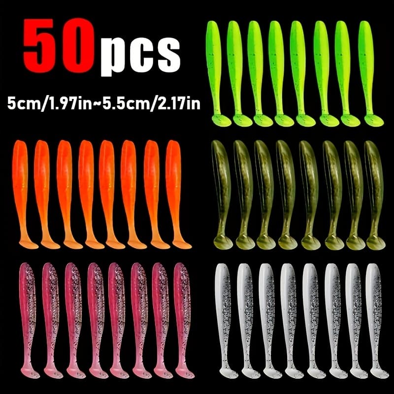 TEMU 50pcs/box Soft Fishing Lure: 50pcs Paddle Tail Swimbaits For Catches!
