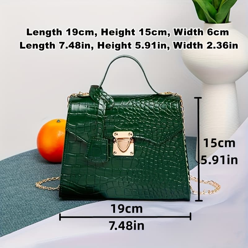 TEMU Women's Small Handbag, Women's Fashionable Crocodile Patterned Shoulder Bag, Women's Outdoor Bag, Easy Matching Small Square Bag