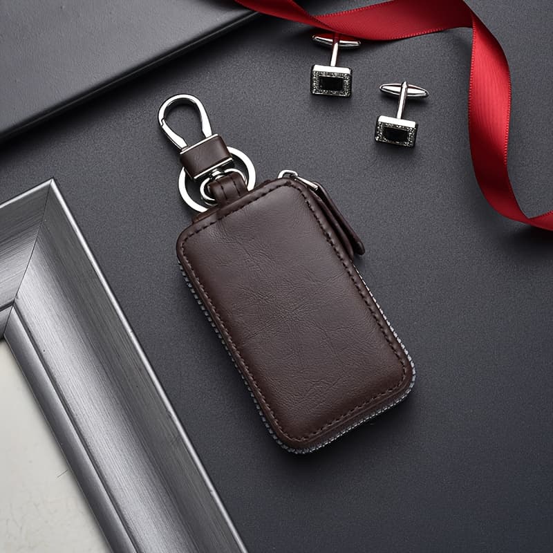 TEMU Personalized Name/initials Men's Pu Leather Key Holder - Business Key With Large Capacity Keychain, Waist-hanging Car Key Protection Cover For (suitable For Christmas/valentine's Gifts)