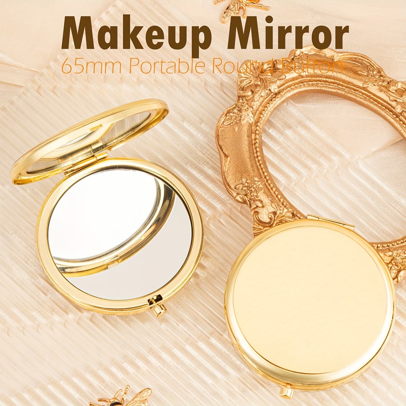 TEMU 1pc Diy 65mm Portable Round Button Makeup Mirror Multicolor For Mom Sisters Daughter Colleagues Teachers Birthday Valentine's Day Christmas New Year Anniversary Party Graduation Thanksgiving