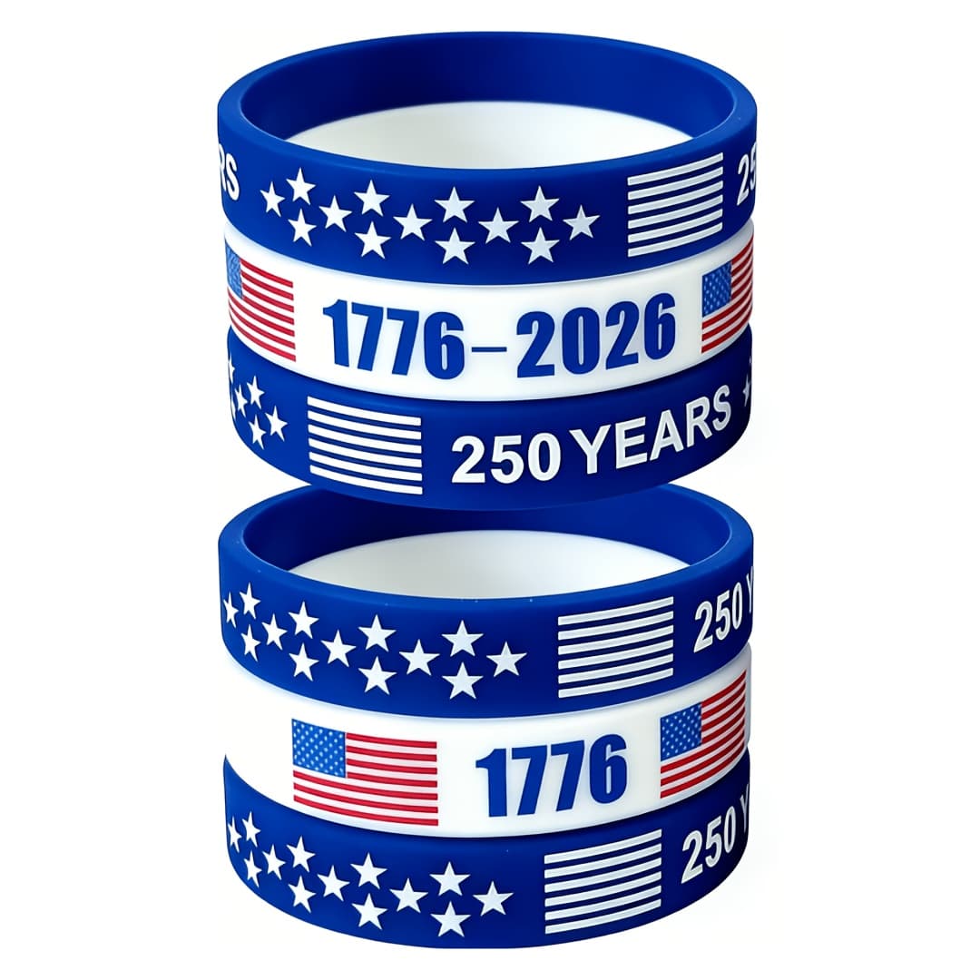 TEMU 6-12pcs Usa 250th Anniversary Wristbands Suitable For Founding Of The United States 1776-2026, -free Silicone Bands With Flag For Daily Wear, Parties, - Day Gift For