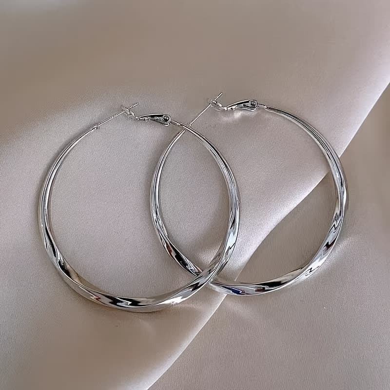 TEMU Vintage Elegant Style Jewelry For Women Featuring Large Hollow Round Hoop Earrings