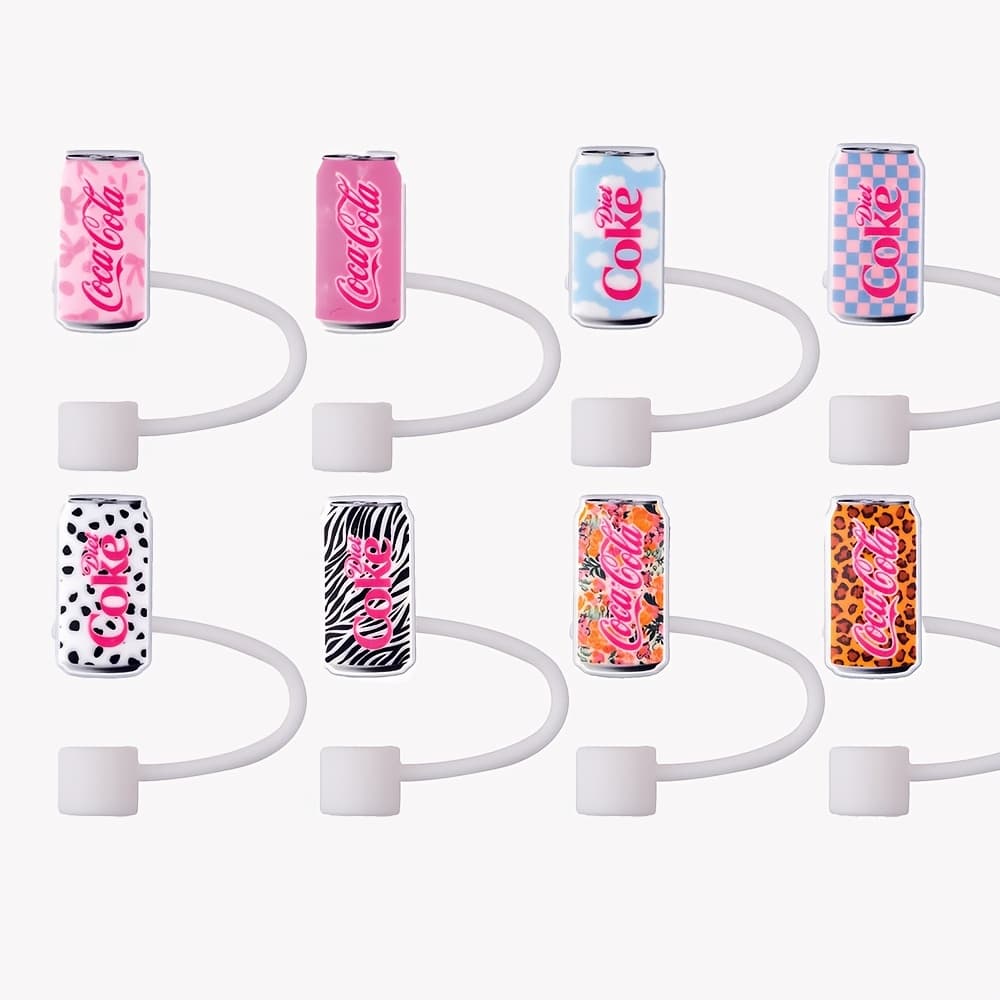 TEMU 8pcs Silicone Straw Toppers - Vibrant & For Hygienic Drinking, Food-safe, Reusable & Stylish Straw Caps For Soda Cans, Cups, And Beverages, Beverage Accessories, Drinkware, Durable Drinkware