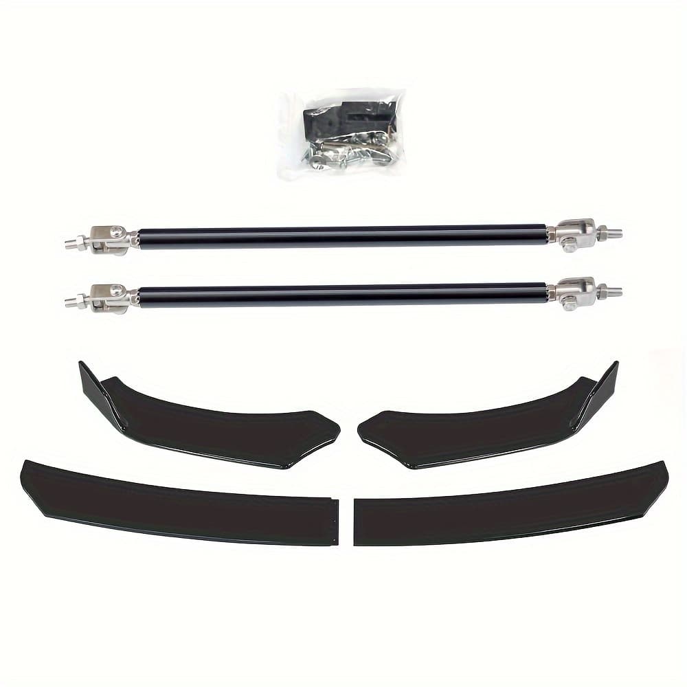 TEMU Front Bumper Lip Spoiler Splitter + Strut Rods For For Charger For Challenger For Srt, For 1500 Gloss Black Front Bumper Lip Splitter & Splitter Rod Body