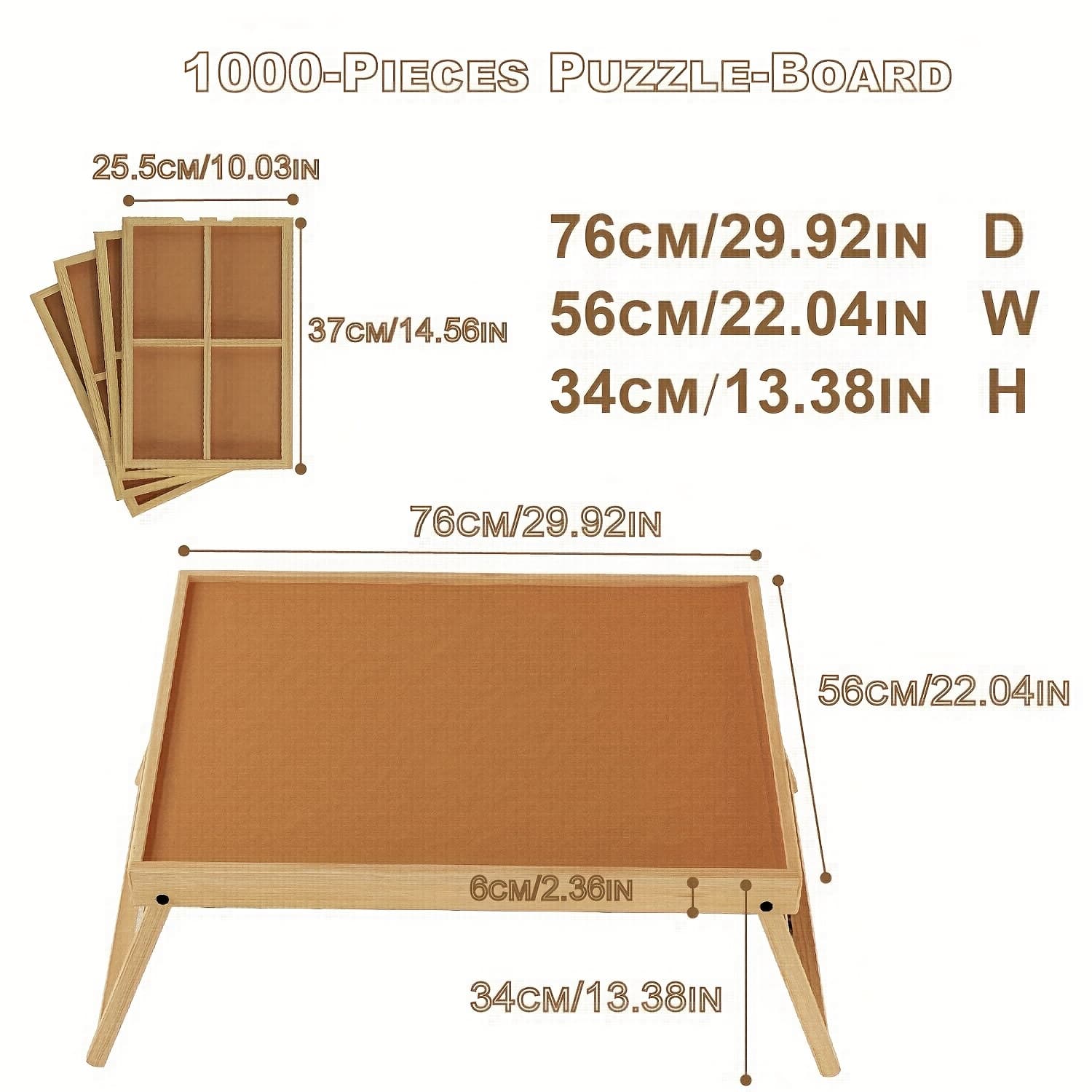 TEMU A Portable Wooden Jigsaw Puzzle Table Measuring 29.9"x22" With 4 Storage Drawers, Designed For 1000pcs Puzzles