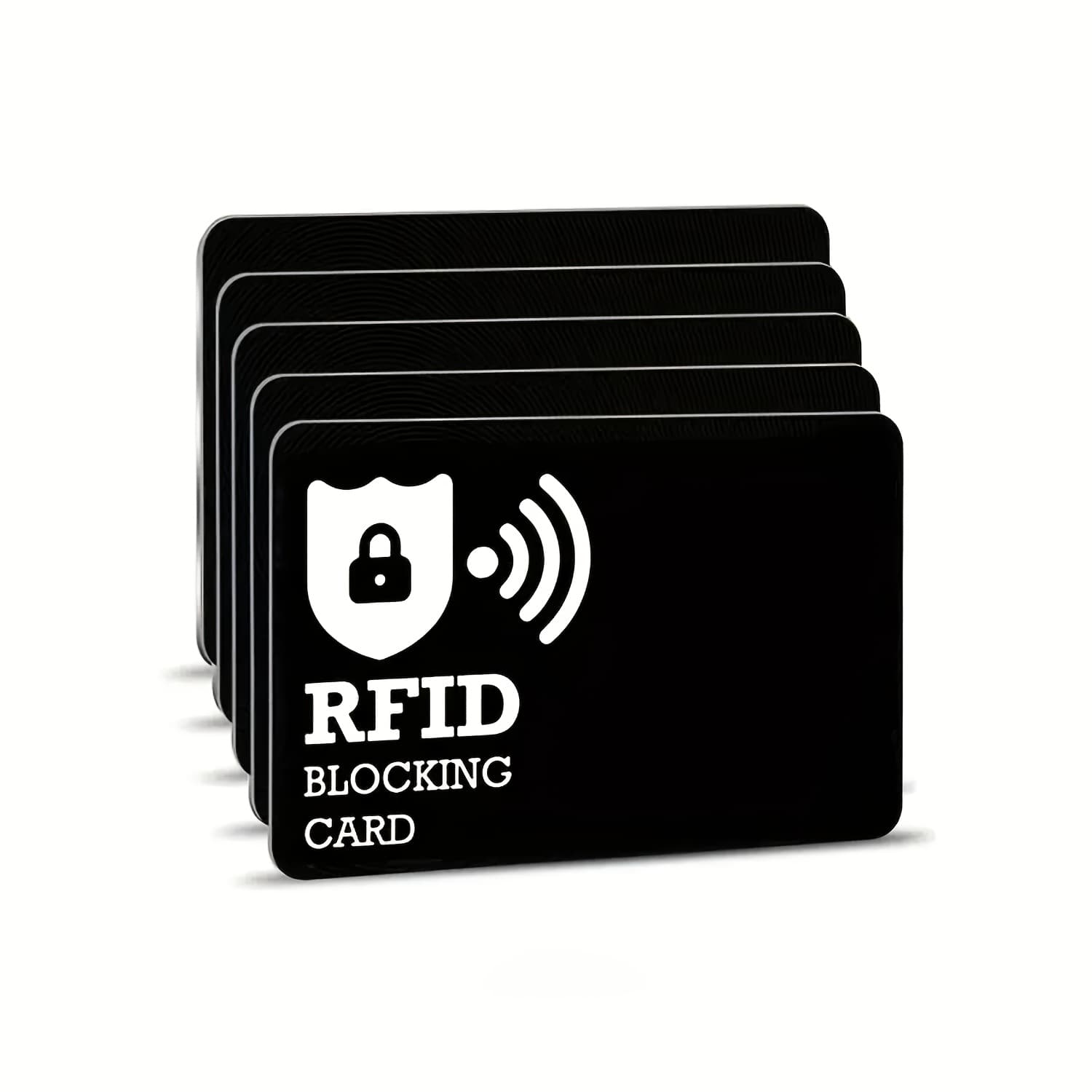 TEMU 5-pack Rfid Blocker Cards - Protect Credit/debit Cards & Passport From Skimming, 13.56mhz Nfc Protection, Ultra Thin Wallet Card