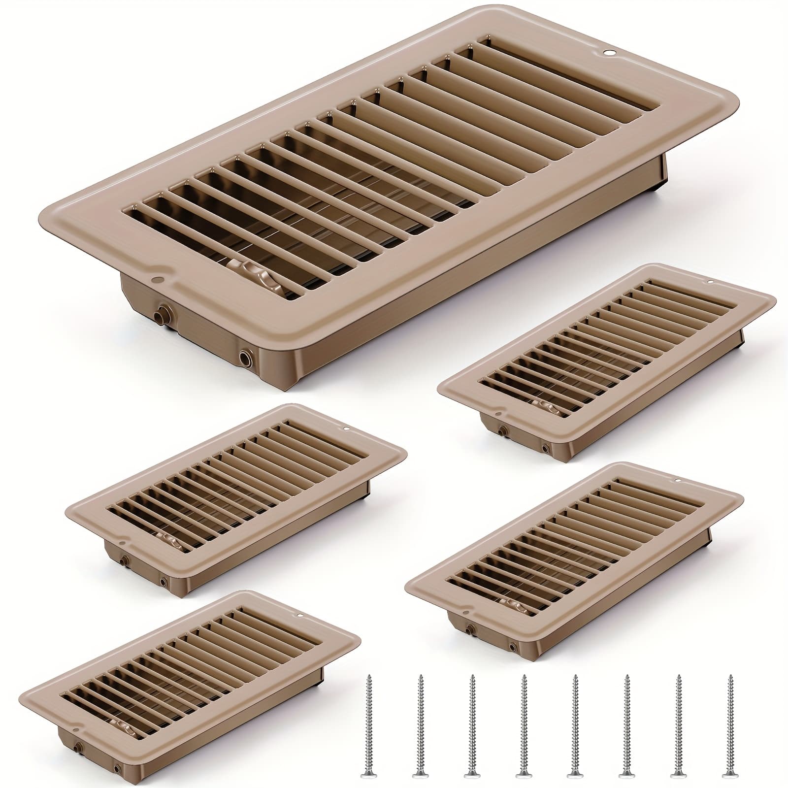 TEMU 4pcs Rv Floor Vent Cover Heavy Duty Register Vent Covers For Mobile Home, Brown