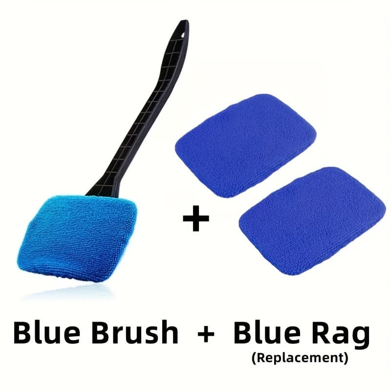 TEMU 1pc Handle + 3pcs Replacement Cloth Multifunctional Car Glass Brush Car Window Brush Car Defogging Wiper Windshield Wiper Defogging Bathroom Glass Mirror Window Cleaning Brush Kit