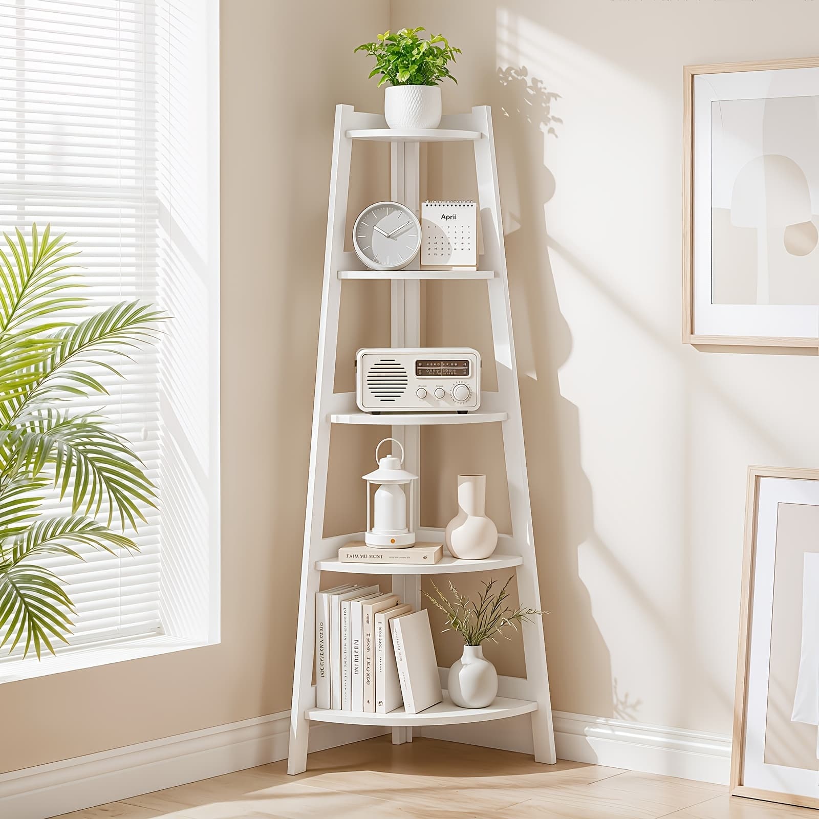 TEMU 5-tier Storage Rack, Floor-standing Shelving Unit, Plant And Storage Rack For Home, Office, Balcony, And Study, Corner Shelves