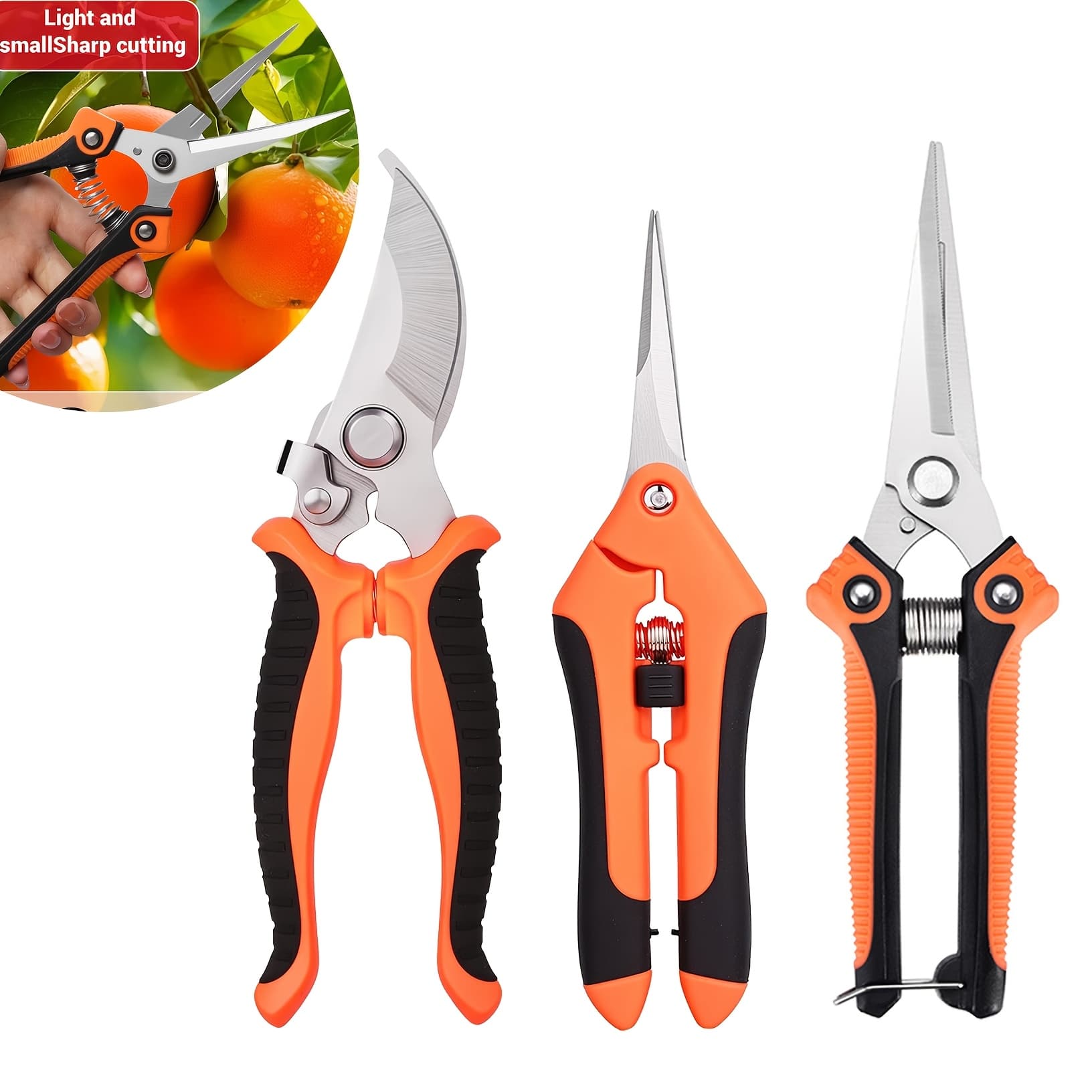 TEMU 3pcs Stainless Steel Pruning Shears, Pruning And Clippers For Gardening Scissors