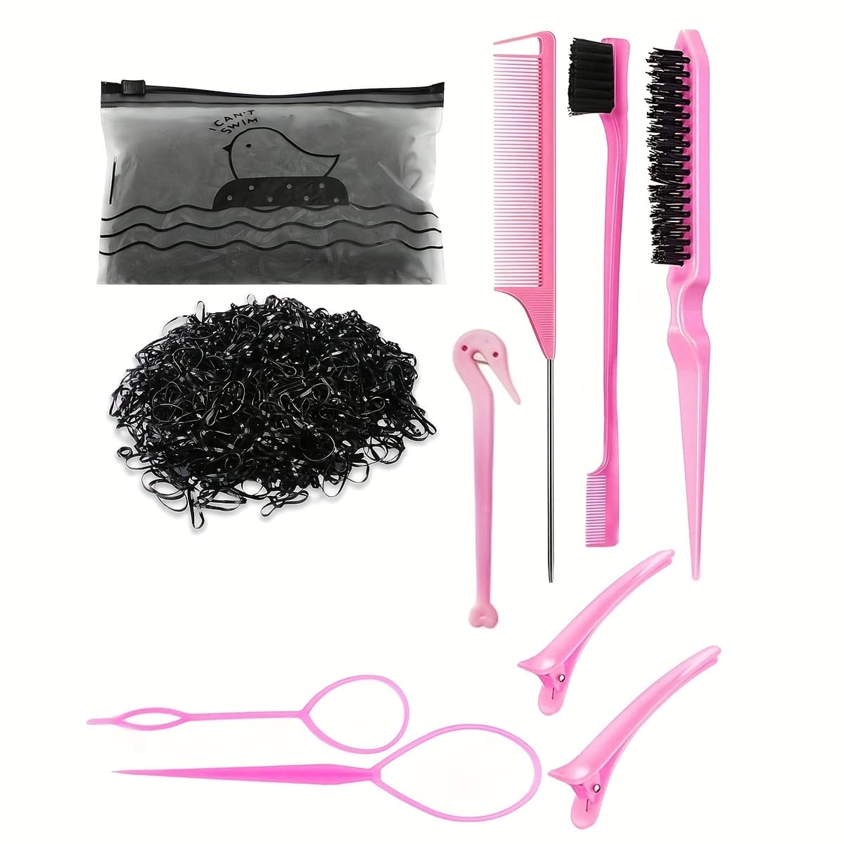 TEMU 1008pcs/set Cute Colorful Ties Elastic Headbands Hair Styling Tools For Adults, Hairbrush, Comb, Elastic Bands, Styling Tools, Plastic Material, , Suitable For Any Holiday
