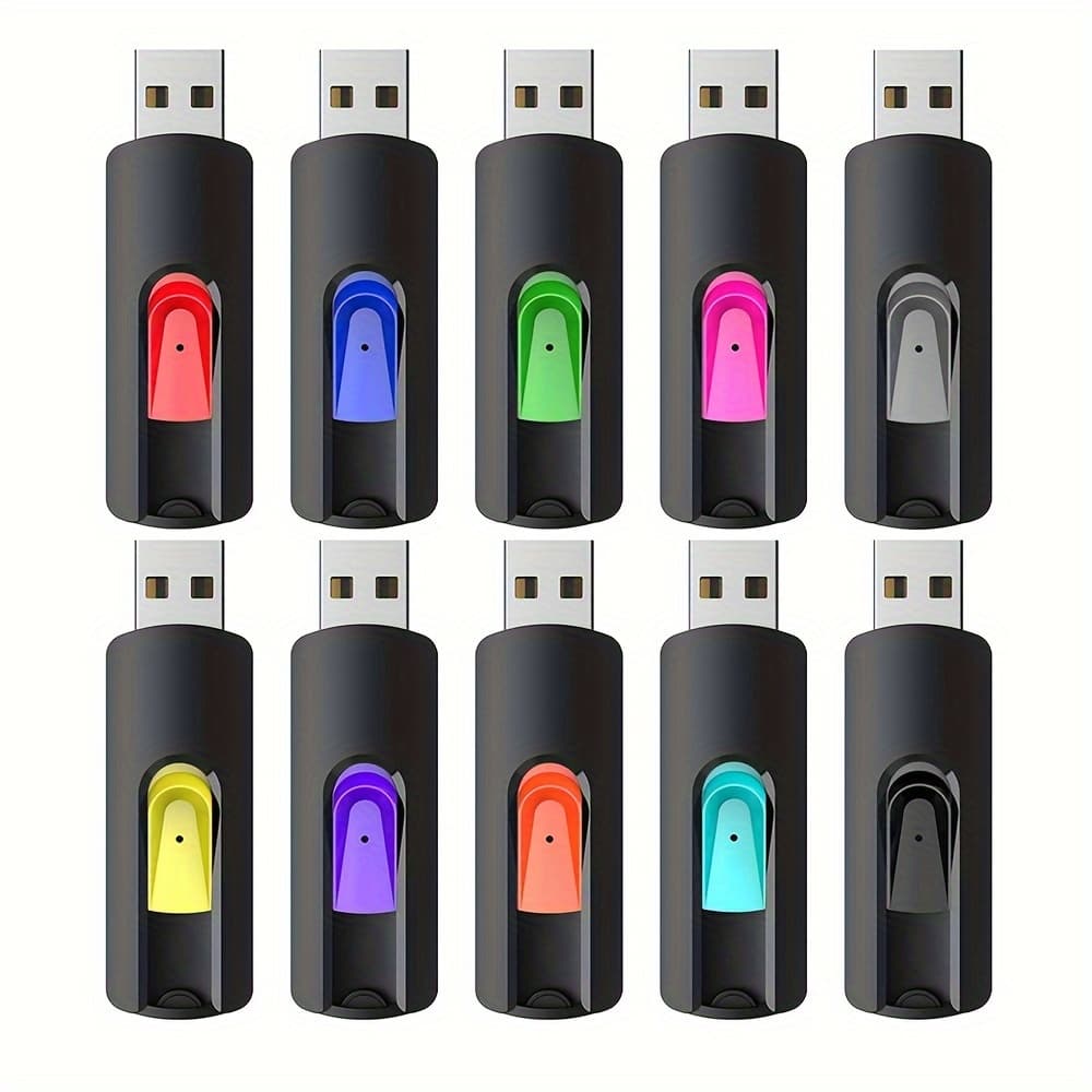TEMU Kexin 10pcs 64gb 32gb 10pcs 16gb Usb Flash Drives Slide Retractable Bulk Usb 2.0 Jump Drive Zip Drive Usb Sticks Data Storage Backup For Pc (10 Mixed Color)