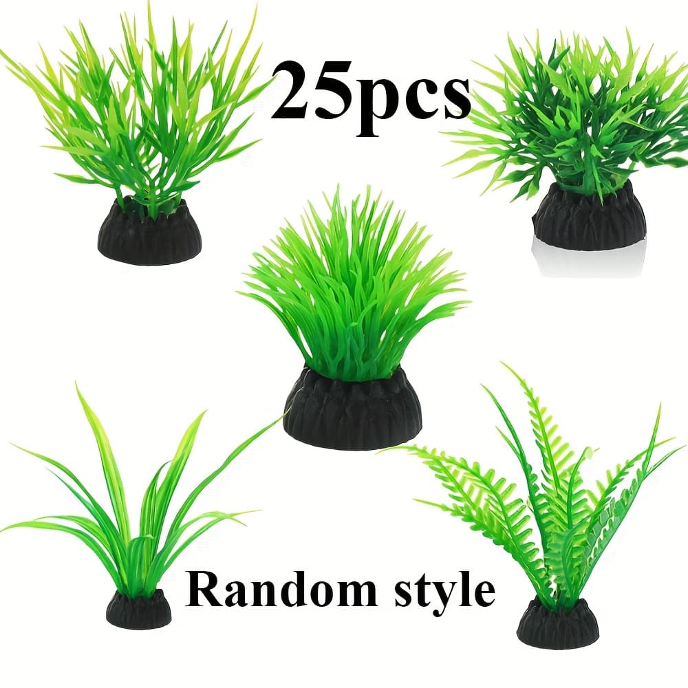 TEMU 25 Random (pattern And Color) Aquarium Accessories Including Decorative , Aquarium Aquatic Plants, Aquarium Decorations, And Aquarium Decorative Plastic Plants