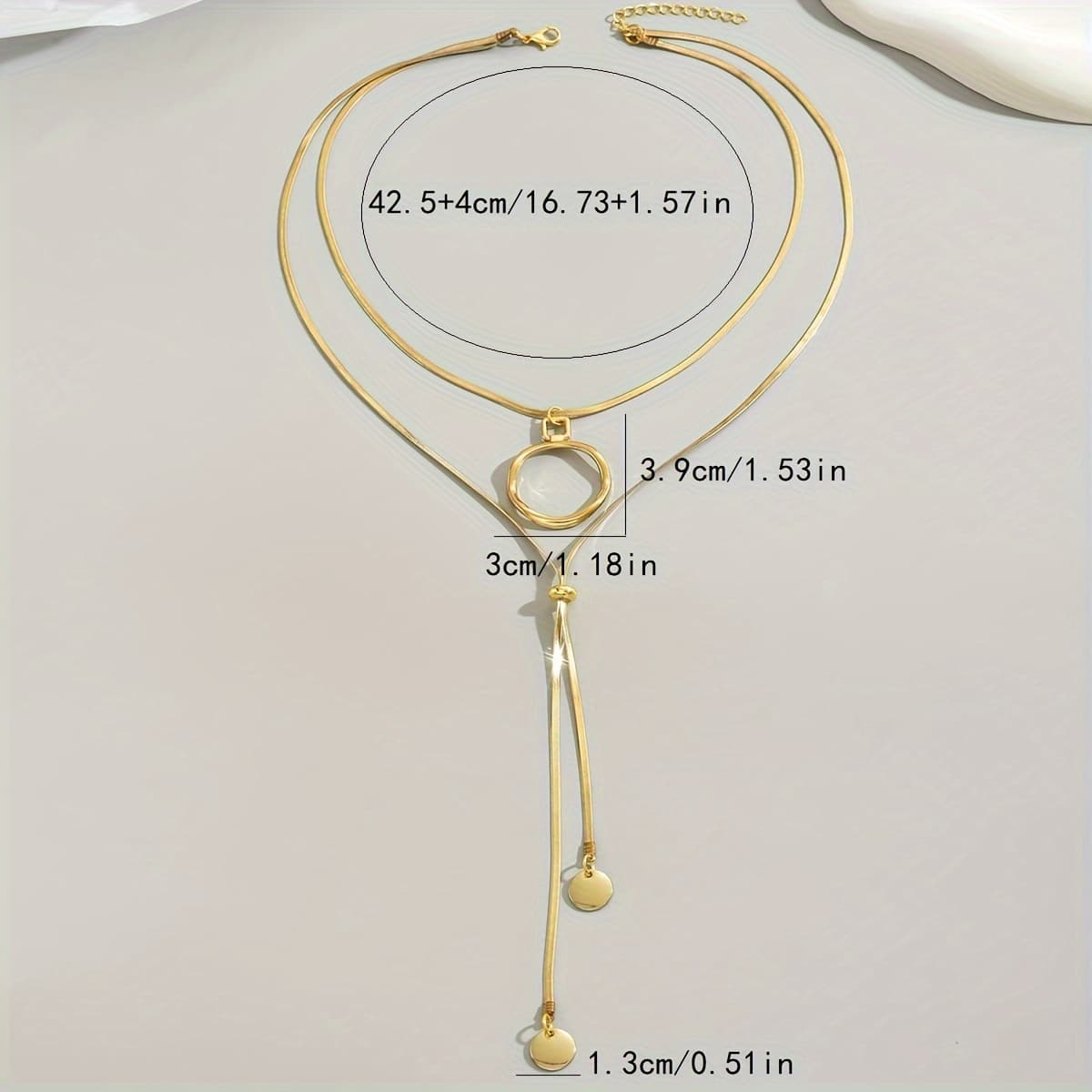 TEMU A Easy And Stylish Double-layer Tassel Hoop Necklace For Women, Adjustable For Stacking