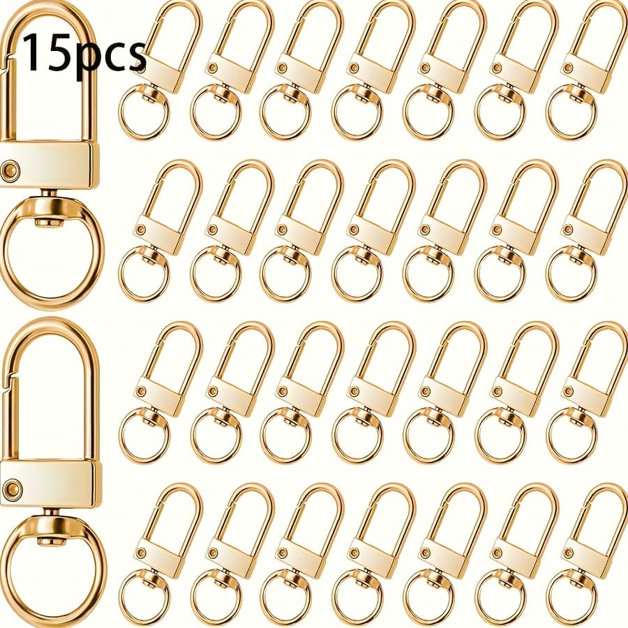 TEMU 15pcs, , Rotating Keychain Hook, Headphone Case Keychain Hook, Keychain Hanging Rope Accessory, Bag Keychain Connector