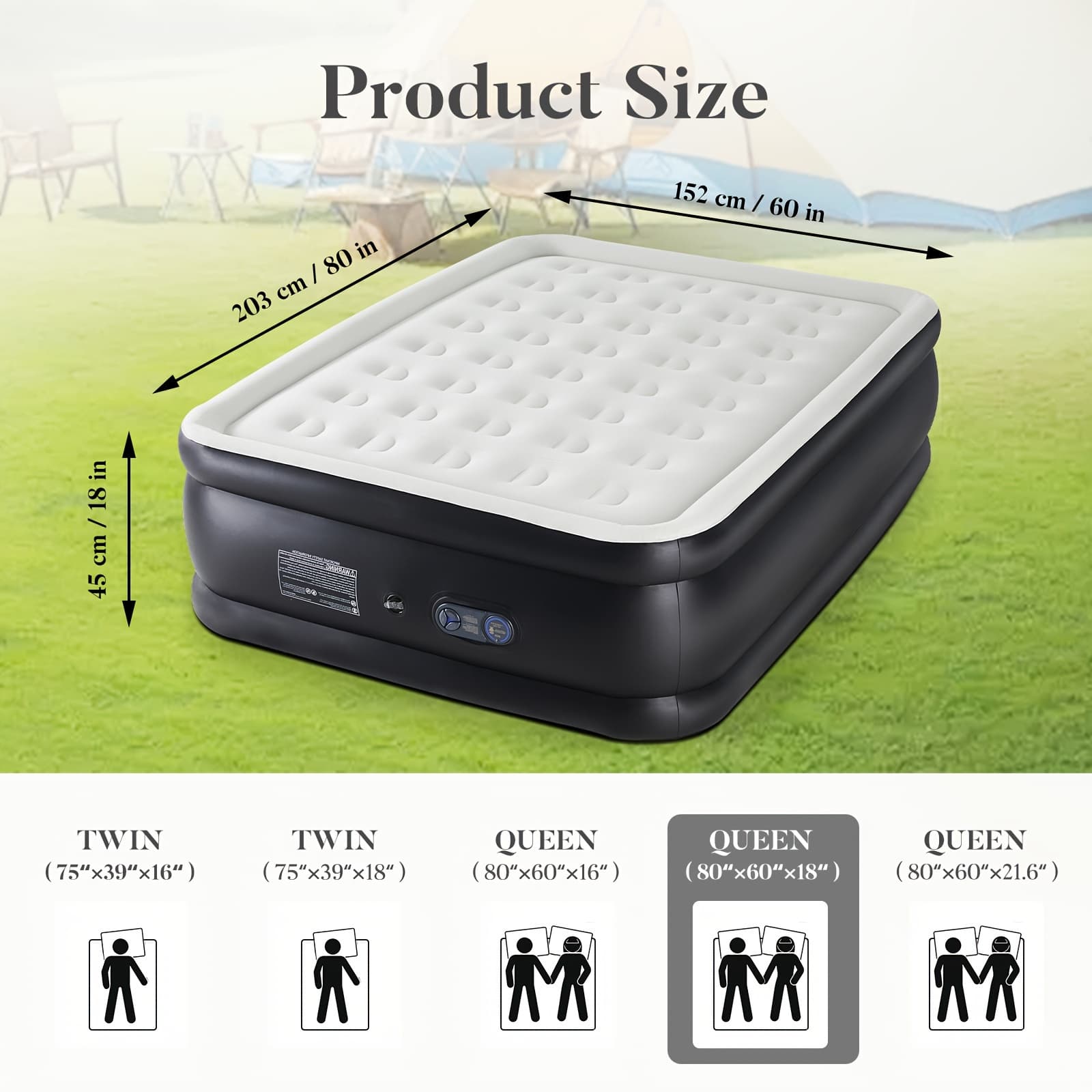 TEMU With Our Tough, Anti- Deformation Premium Camping Air Mattress- Includes Soft Flocking Top For And , With Honeycomb Columns, Pvc, And A High Capacity Pump For Easy Inflation
