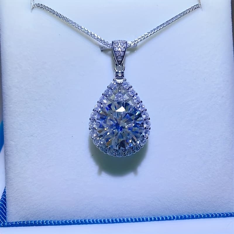 TEMU 1pc S925 Silver, Moissanite Necklace For Men And Women, Engagement Wedding Gift, Romantic Gift, Elegant Necklace, Highquality Gemstone, Luxury Necklace