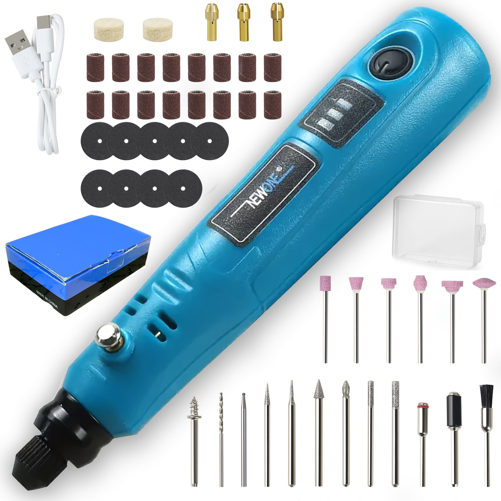 TEMU 48pcs Mini Cordless Rotary Tool Kit - Portable Usb Charging, Rotary Tools For Sanding, Polishing, Drilling, Etching, Engraving, Crafts, 3-speed, Power Tool For Home, Workshop, Hobbyists Packages